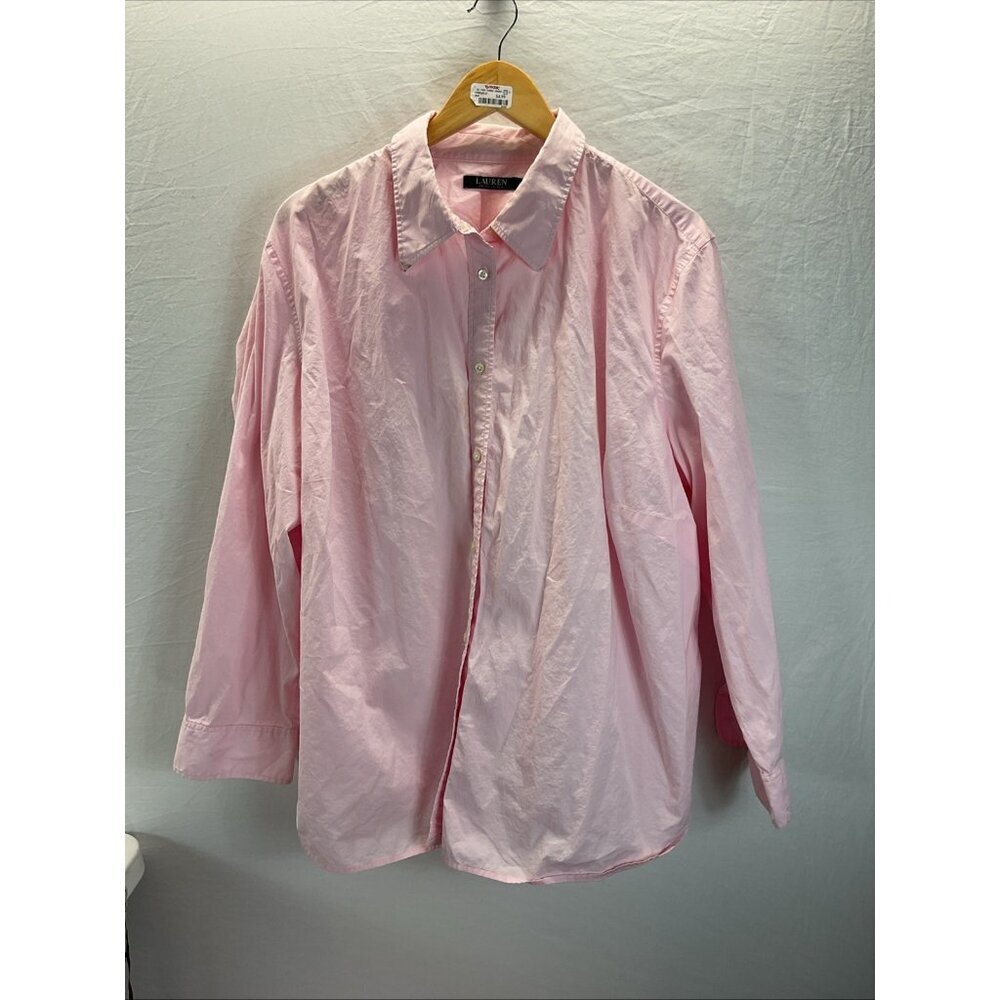 Lauren Ralph Lauren Women’s Long Sleeve Button-Up Pink Summer‎ Closet Staple 3Xl